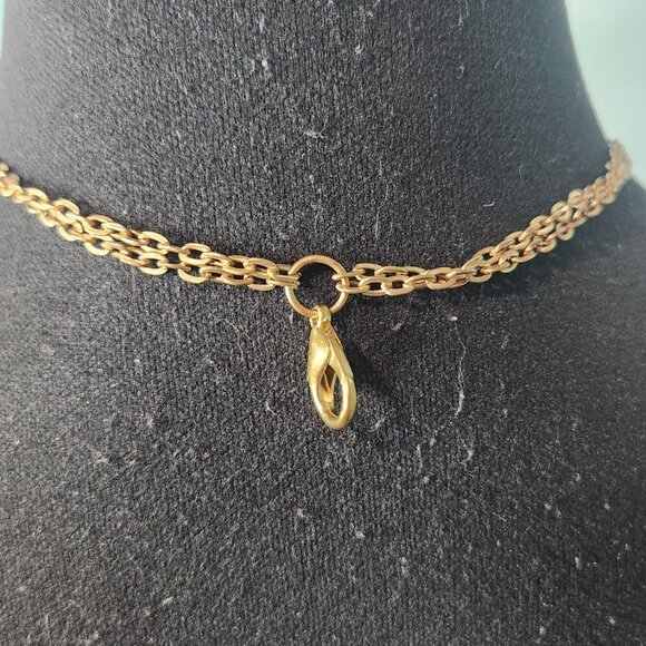 DOUBLE Layer Gold Chain Necklace With Hoop Detail - Picture 5 of 7